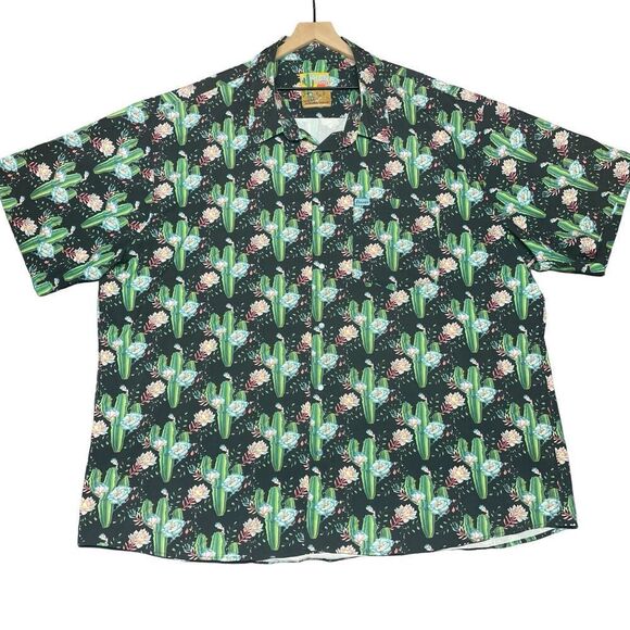 Dixxon Shirt Mens 5XL Black Button Down Short Sleeve Cactus Good Time Charlie - Picture 1 of 8